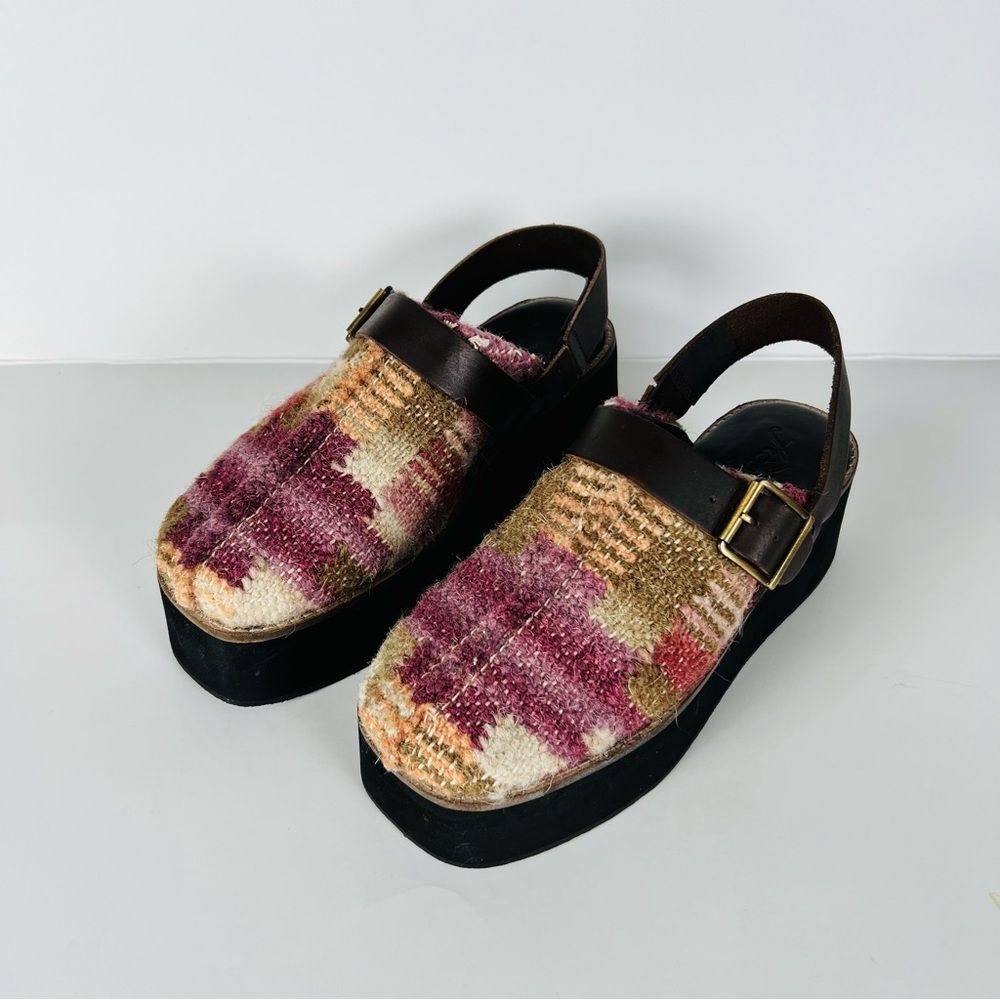 Free People Astrid Clog Platform Mule Slingback Slide On Mulberry Mix Size 6.5